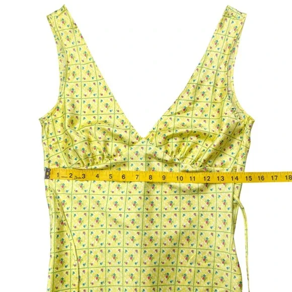 Frankies Bikinis Pink Floral Mini Dress Yellow Cottagecore S - Picture 9 of 9